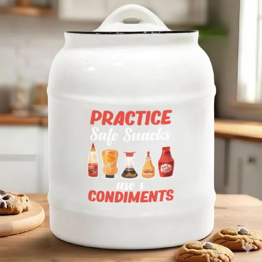 Practice Safe Snacks Use A Condiments Mustard Ceramic Cookie Jars