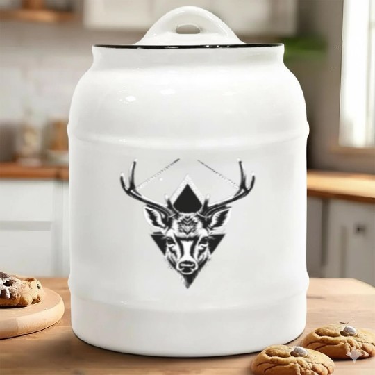 Psychedelic Geometric Deer Ceramic Cookie Jars
