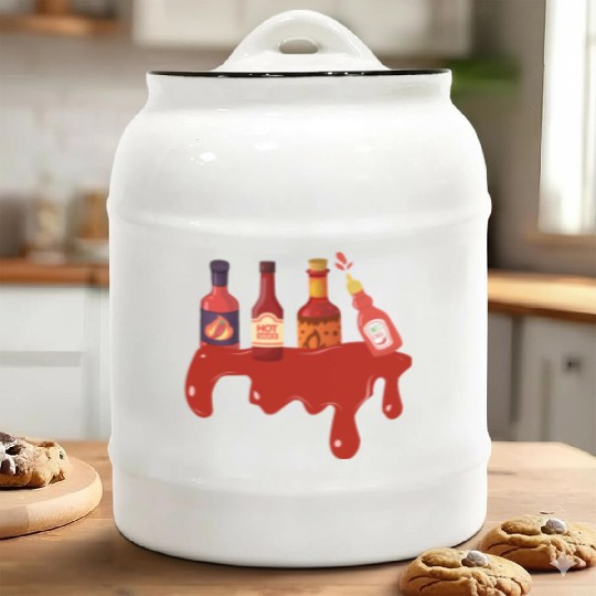Hot Sauce Hot Sauces Foodie Tea Spicy Hot Ceramic Cookie Jars