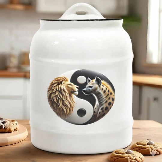 Lion & Hyena - Yin-Yang Ceramic Cookie Jars