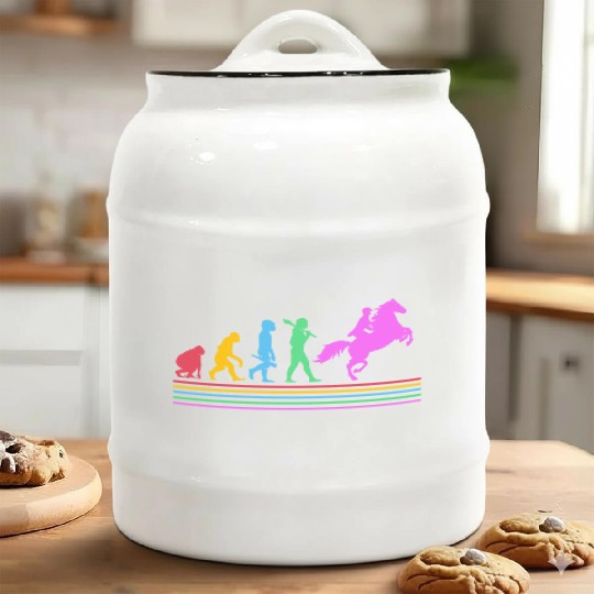 Retro Equestrian Riding Horse Racing Evolution Ceramic Cookie Jars
