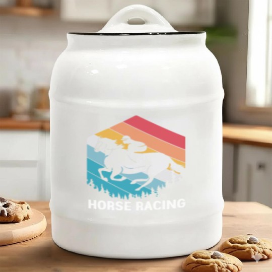 Retro Equestrian Riding Jockey Horse Racing Ceramic Cookie Jars