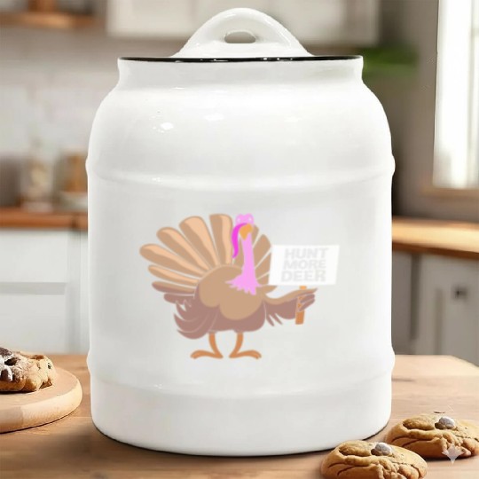 Funny Turkey Hunter Bird Hunting Hunt More Deer Ceramic Cookie Jars