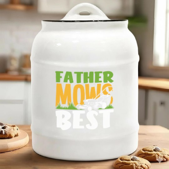 Landscaper Gardener Dad Lawn Mowing Ceramic Cookie Jars