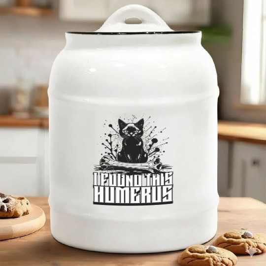 I Found This Humerus Black Cat Humorous Saying Ceramic Cookie Jars