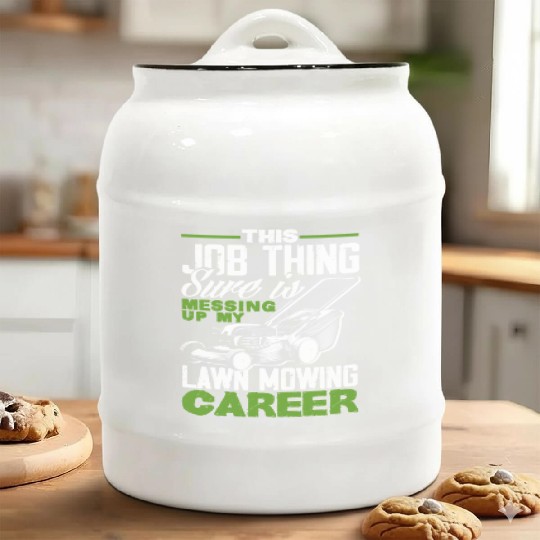 Landscaper Gardener Lawn Mowing Career Ceramic Cookie Jars