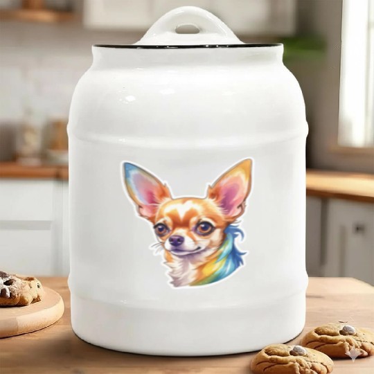 Chihuahua Watercolor Ceramic Cookie Jars