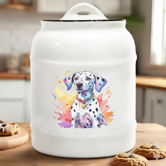 Dalmatian Dog Watercolor Ceramic Cookie Jars