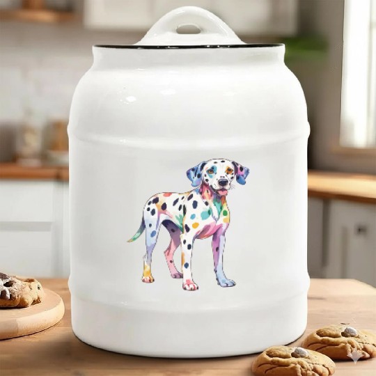 Dalmatian Dog Watercolor Ceramic Cookie Jars