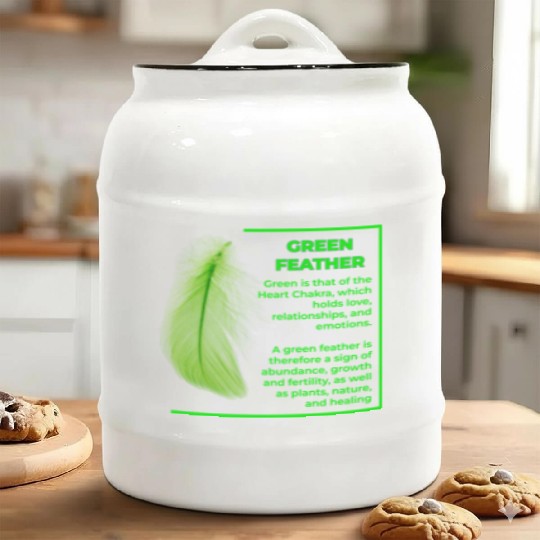 Green feather meaning Ceramic Cookie Jars