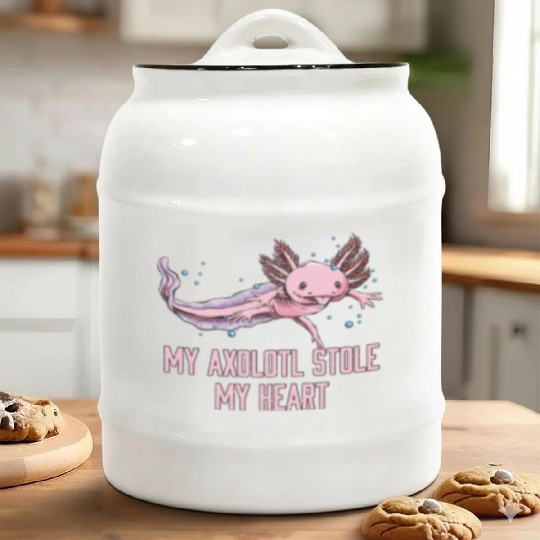 My Axolotl Stole My Heart Animal Lover Salamander Ceramic Cookie Jars