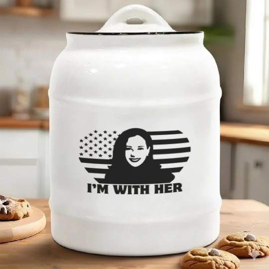 I m With Her 2024 President Kamala Harris Ceramic Cookie Jars