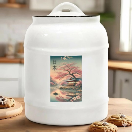 Japan church flowers design Ceramic Cookie Jars