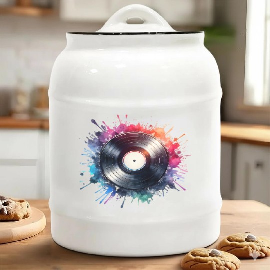 Colorful retro vinyl record Ceramic Cookie Jars