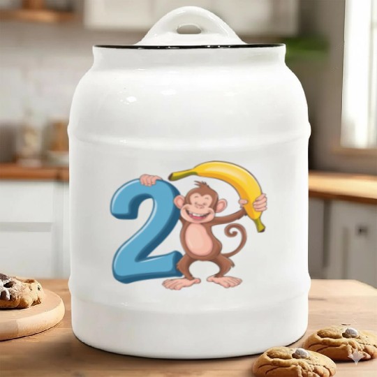 2nd Birthday Monkey Ceramic Cookie Jars