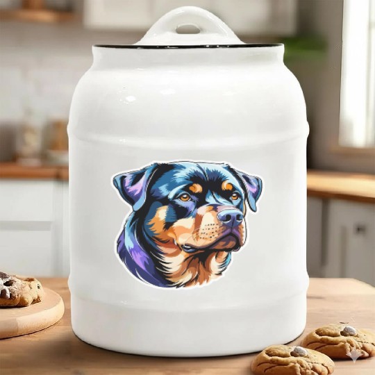 Rottweiler Watercolor Ceramic Cookie Jars