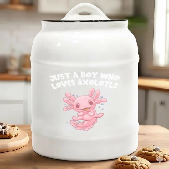 Just a Boy Who Loves Axolotl Salamander Funny Axol Ceramic Cookie Jars