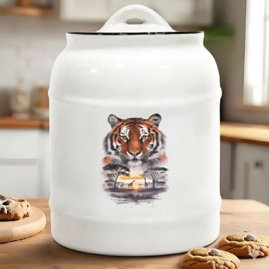 Tiger Paradise Jungle for a Tiger lovers Ceramic Cookie Jars