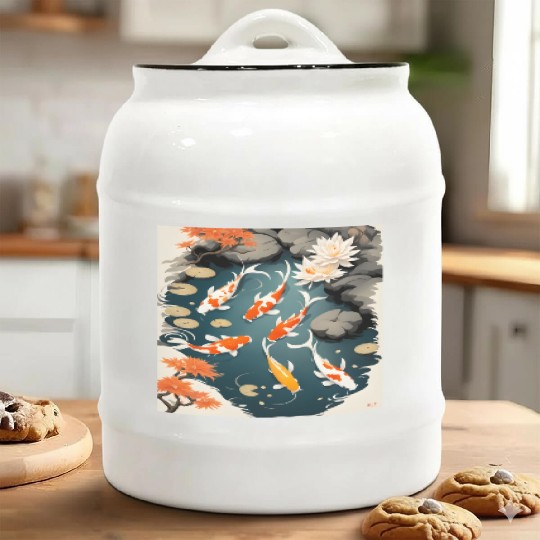 Koi Pond 2 Ceramic Cookie Jars
