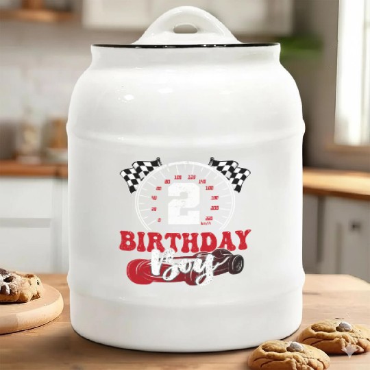 Kids 2nd Birthday Boy 2 Second Race Car Birthday Ceramic Cookie Jars
