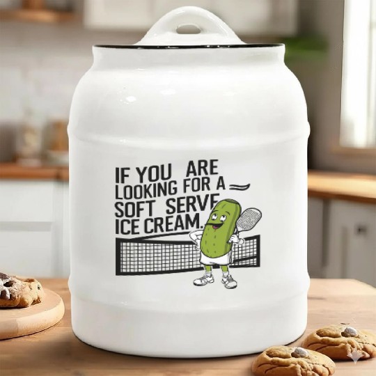 pickle character plays tennis Ceramic Cookie Jars