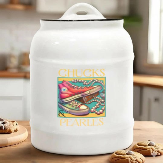 Chucks And Pearls I'M With Her Kamala Ceramic Cookie Jars