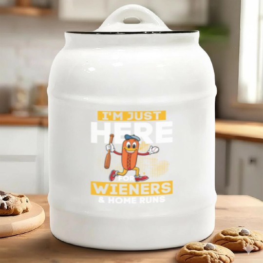 I'm Just Here For Wieners & Home Runs Sport Fan Ba Ceramic Cookie Jars