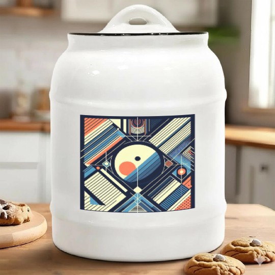 Retro Geometric Shapes 80s 90s Style Ceramic Cookie Jars