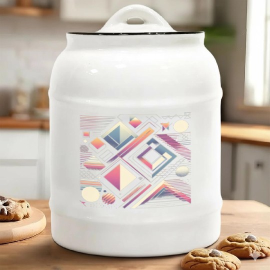 Retro Geometric Shapes 80s 90s Style 3 Ceramic Cookie Jars