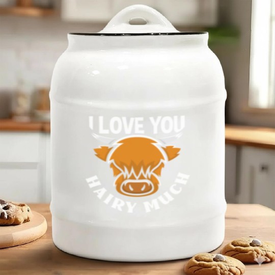 I Love You Hairy Much Highland Cow Ceramic Cookie Jars