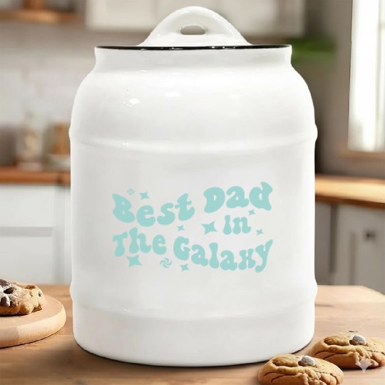 best dad in the galaxy logo father day gift dad Ceramic Cookie Jars