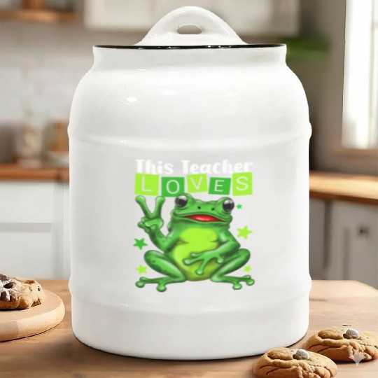 Biology Teachers: This Teacher Loves Frog Ceramic Cookie Jars