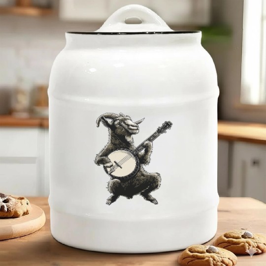 Goat Farm Animal Farmer Bluegrass Banjo Player Ceramic Cookie Jars