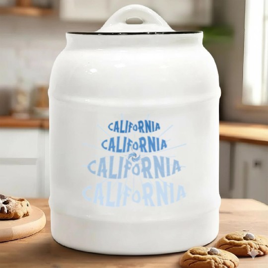 California West Coast Golden State Blue Graphic Ceramic Cookie Jars