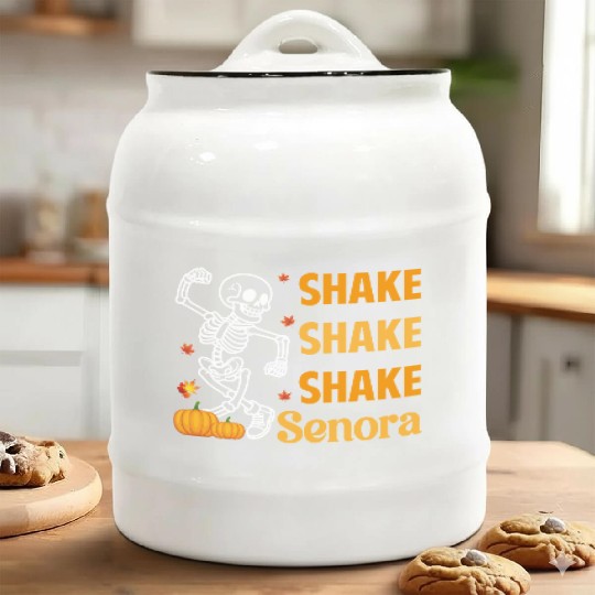 Shake Shake Shake Senora Funny Skeleton Pumkin Hal Ceramic Cookie Jars