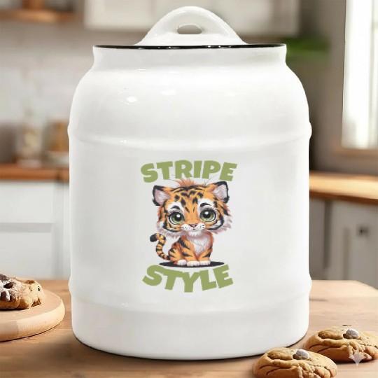 Cute Tiger Stripe Style Ceramic Cookie Jars