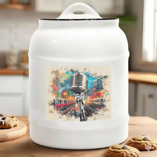 NYC Microphone AT Subway Ceramic Cookie Jars