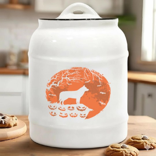 Siberian Husky And Moon Halloween Funny Dog Lover Ceramic Cookie Jars