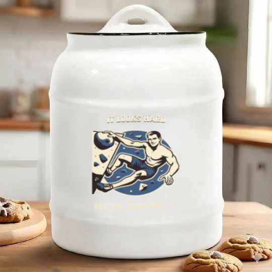 Climbing bouldering vintage Ceramic Cookie Jars funny saying