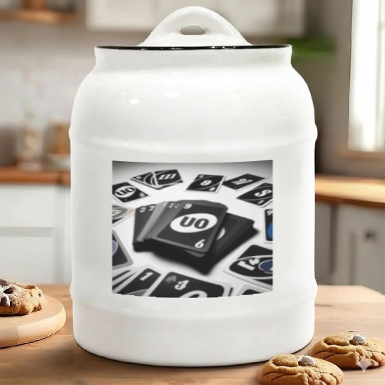 Black Uno Cards Ceramic Cookie Jars