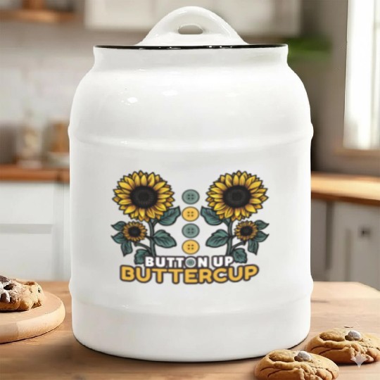 Button Up Buttercup Ceramic Cookie Jars