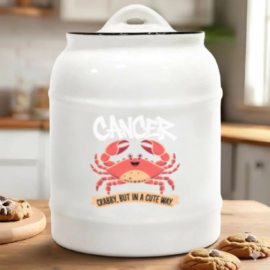 Crabby, But in a Cute Way Cancer Zodiac Sign Ceramic Cookie Jars