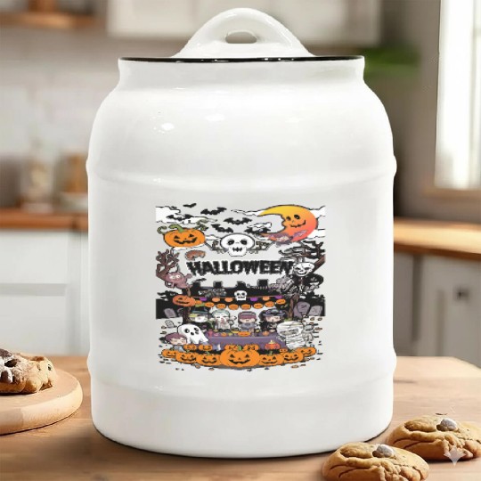 Happy Halloween party Cute chibi cartoon Ceramic Cookie Jars