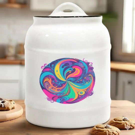 Color Swirl of Psychedelic Motion and Energy Ceramic Cookie Jars