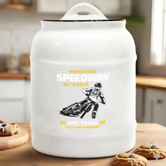 Motorcycle Speedway Racing Ceramic Cookie Jars