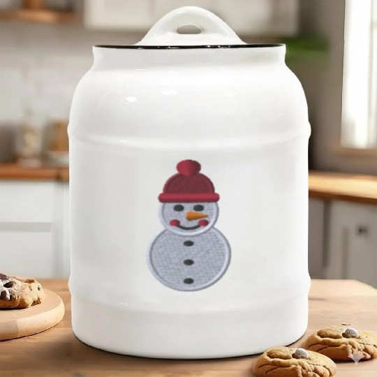 Snowman embroidered Ceramic Cookie Jars