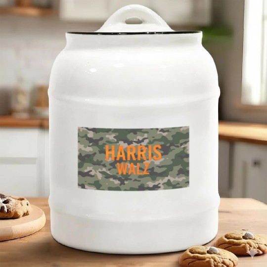 Harris Walz Camo Logo Ceramic Cookie Jars