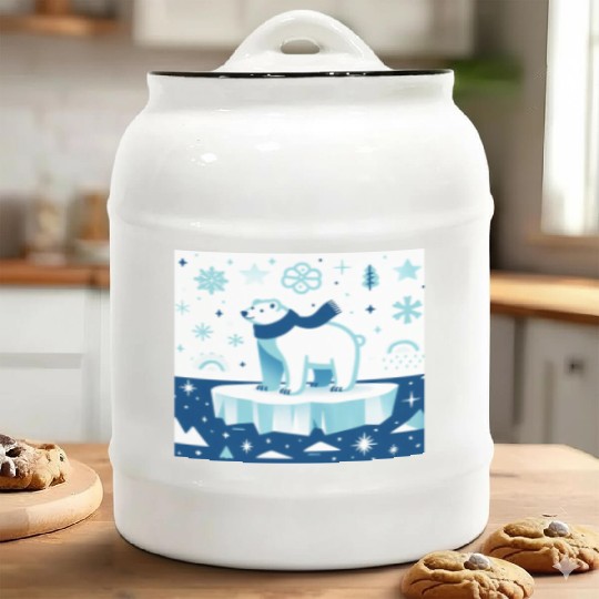Polar Bear in Winter Wonderland Ceramic Cookie Jars