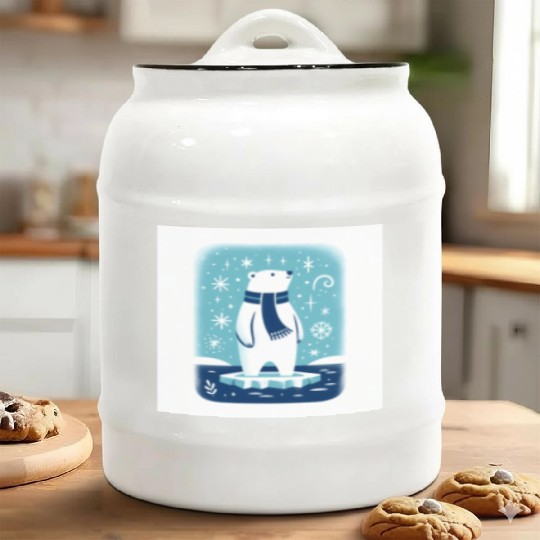 Polar Bear on Ice Floe Ceramic Cookie Jars