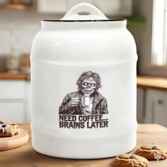 Zombie Coffee Run Ceramic Cookie Jars